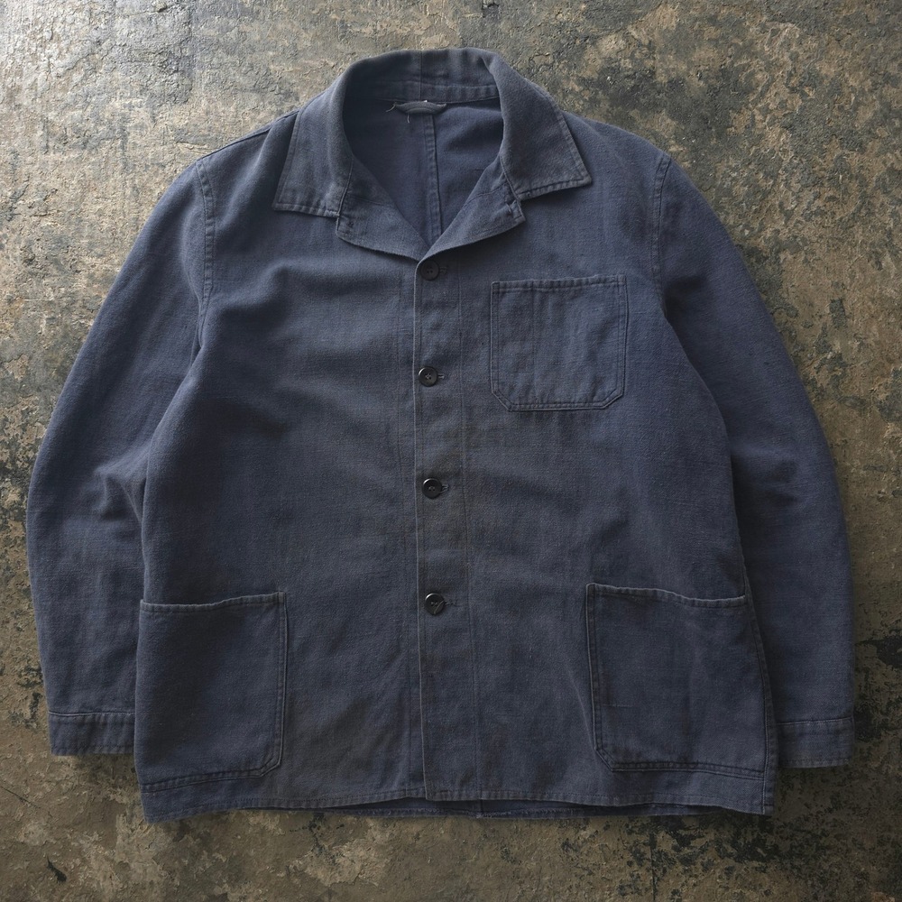 Vintage 1960s Faded Navy Blue Chore Jacket Made in Germany